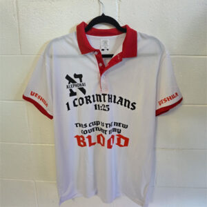 1 Corinthians New Covenant Polo (White/Red)