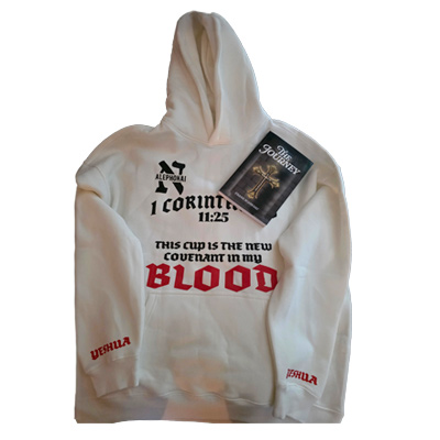1 Corinthians New Covenant Hoodie & Book (White) Back